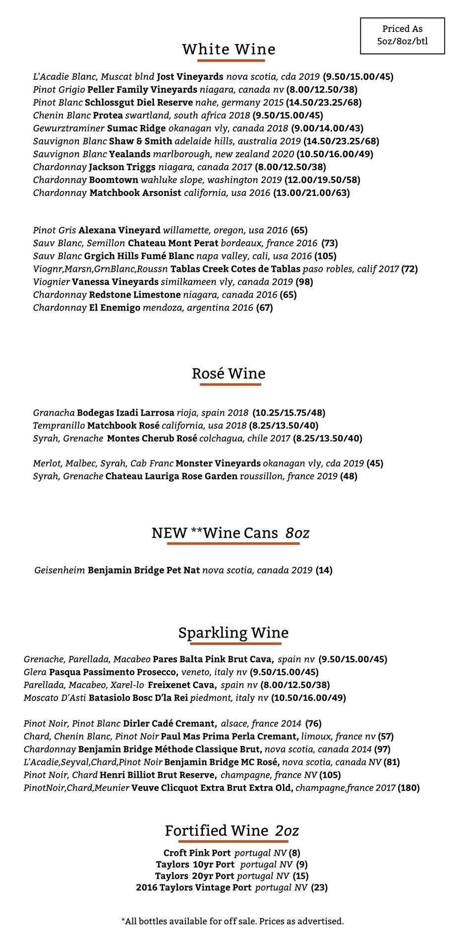Wine List